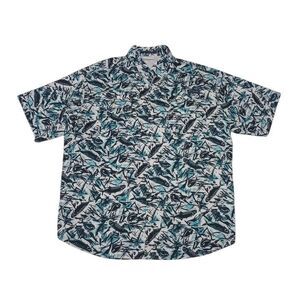 Columbia Men's XL Shirt All Over Fish Button Up Super Tamiami Short Sleeve